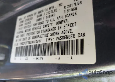 2012 Honda Accord 2.4 Lx z USA, uszkodzony, nr VIN 1HGCP2F39CA100815